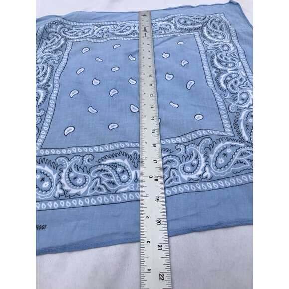 Vtg USA Hankie Bandana Handkerchief Western Rockabilly Kerchief Turquoise Blue - Picture 9 of 15